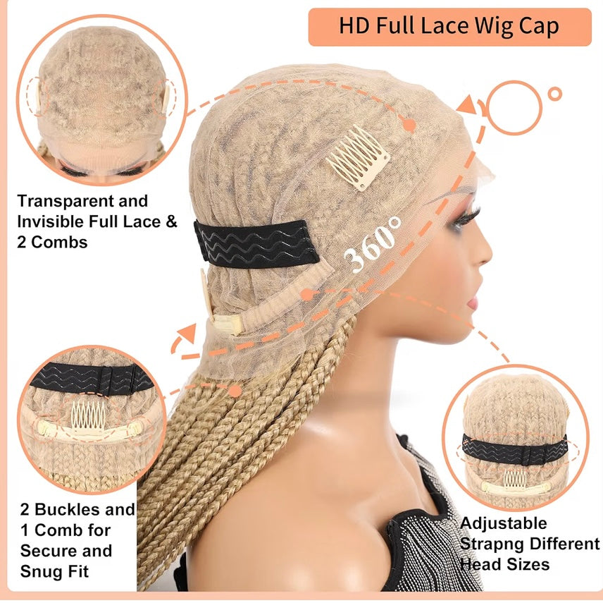 Knotless Braided Wigs 36 inch Blonde Braid Wig